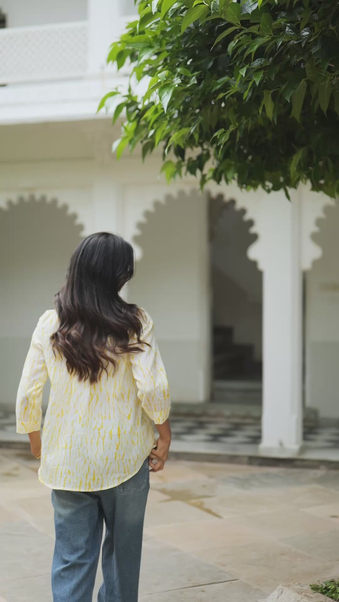Brighten your wardrobe with Zesty by The Sootee — a hand-dyed Shibori shirt in radiant yellow on soft mulmul cotton. With its relaxed fit, shell buttons, and airy silhouette, this sustainable fashion piece brings artisanal charm and slow fashion sensibility to everyday wear.