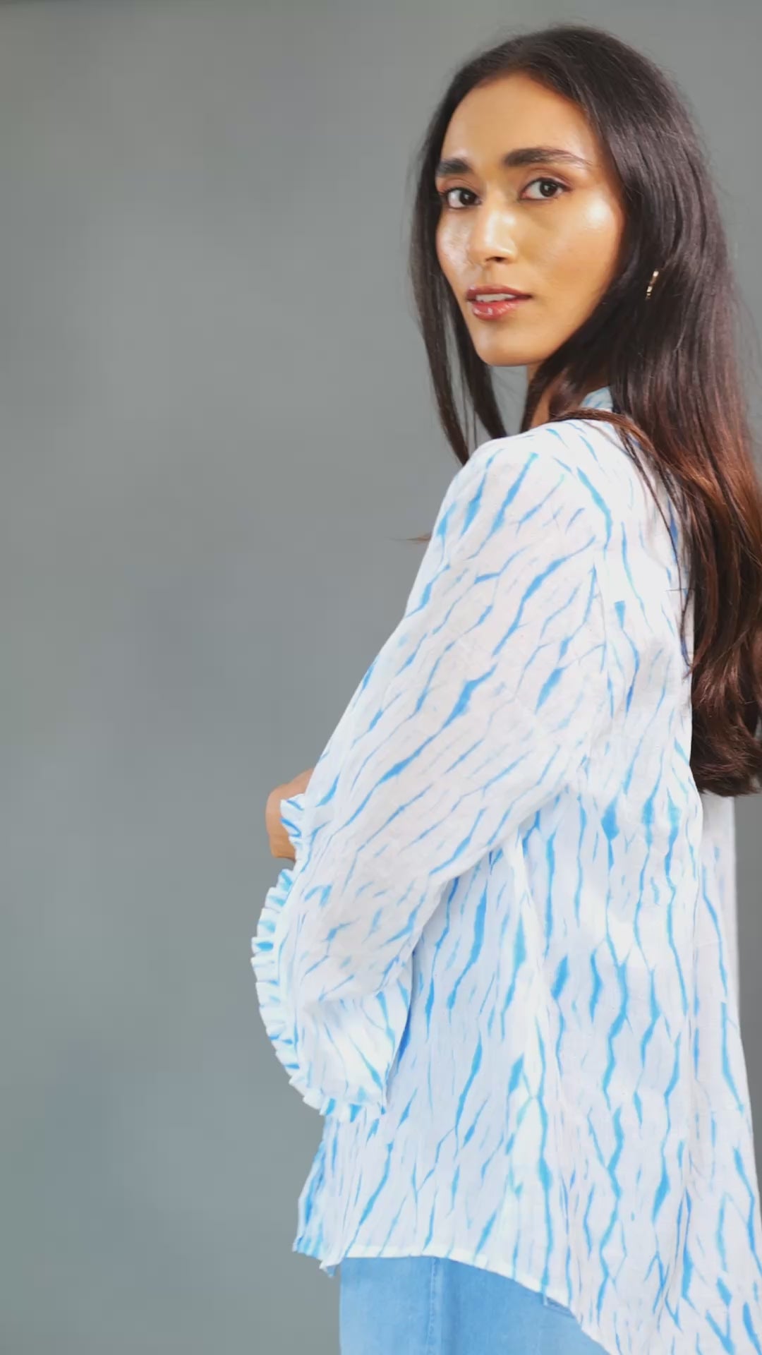 Myst Shibori Cotton Shirt – Hand-Dyed Mulmul Elegance | The Sootee